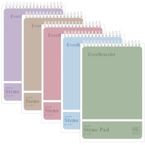 EverBracelet Steno Pads 6x9 6 Pack, Gregg Rule, 60 Sheets, 6 Assorted Color Spiral Notebook 6x9, White Paper, Take Notes with Top Spiral Notebook, for School, University, College, Work, Office